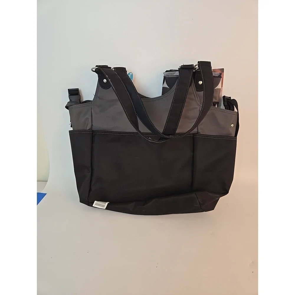 Carters 9 Pocket Diaper Bag Baby Black w/ Stroller Clips 15x11x5‎ Waterproof New